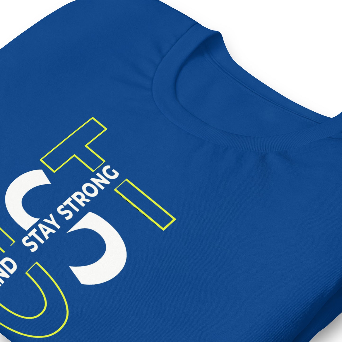 Stay Strong Vertical Typographic Tee - Modern Minimalist Urban Streetwear T-Shirt