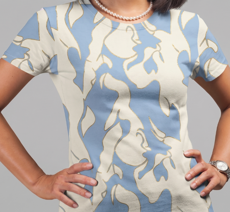 Elyx Women's Abstract Fluid Pattern All-Over Print T-Shirt | Minimalist Boho Graphic Tee