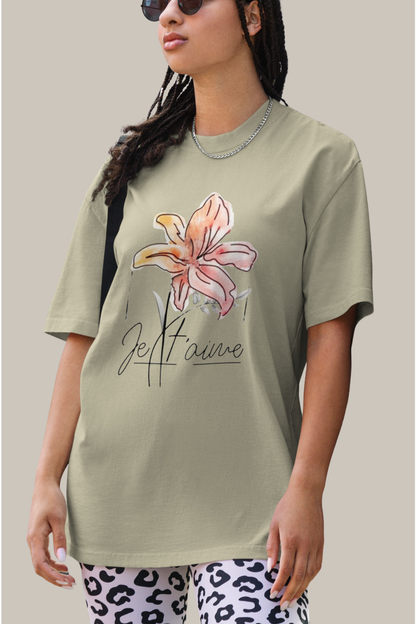 Oversized Faded Cotton T-Shirt with Abstract Botanical Print – Vintage White Vintage Tee