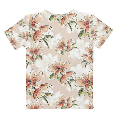 Abstract Floral Sublimated Tee - Soft Cream Botanical T-Shirt