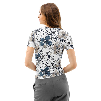 Abstract Floral Sketch All-Over Print Women's T-Shirt