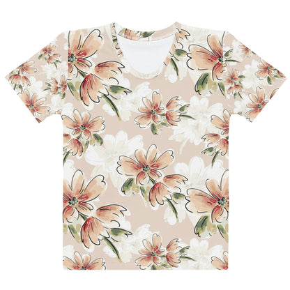 Abstract Floral Sublimated Tee - Soft Cream Botanical T-Shirt