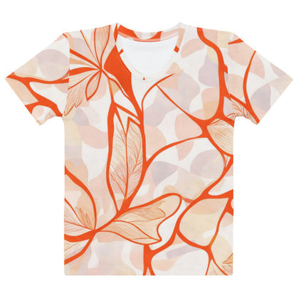 Abstract Botanical All-Over Print Tee – Modern Boho Terracotta T-Shirt