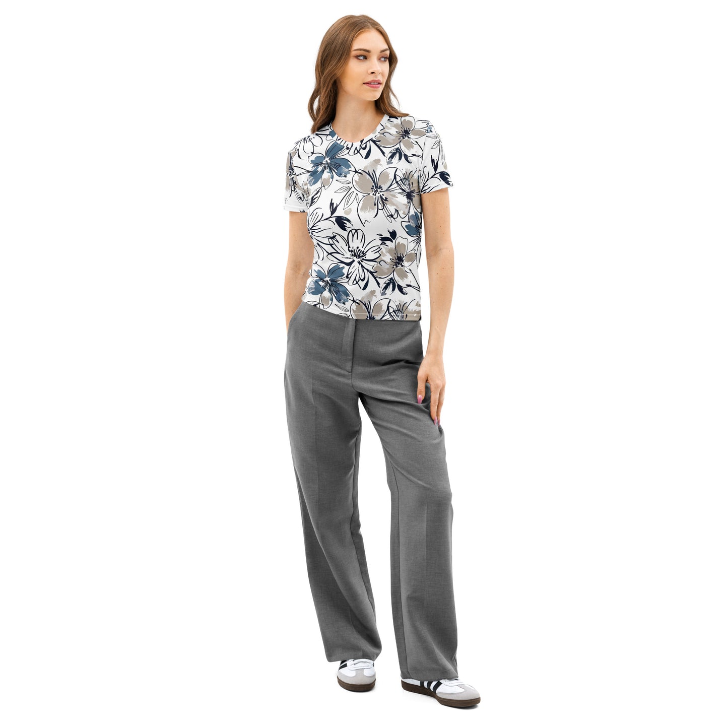 Abstract Floral Sketch All-Over Print Women's T-Shirt