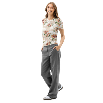 Abstract Floral Sublimated Tee - Soft Cream Botanical T-Shirt