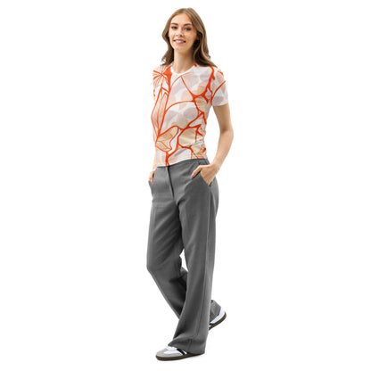 Abstract Botanical All-Over Print Tee – Modern Boho Terracotta T-Shirt
