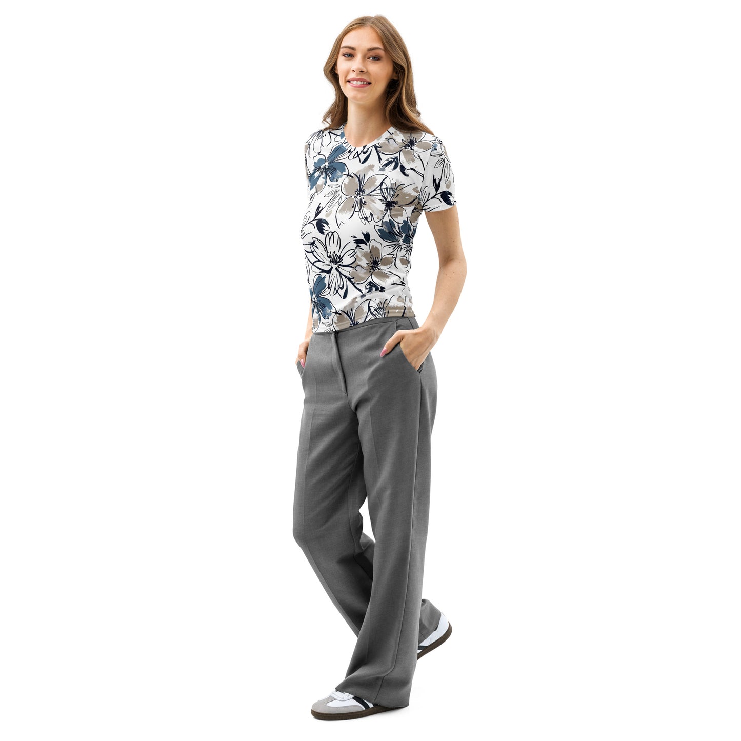 Abstract Floral Sketch All-Over Print Women's T-Shirt