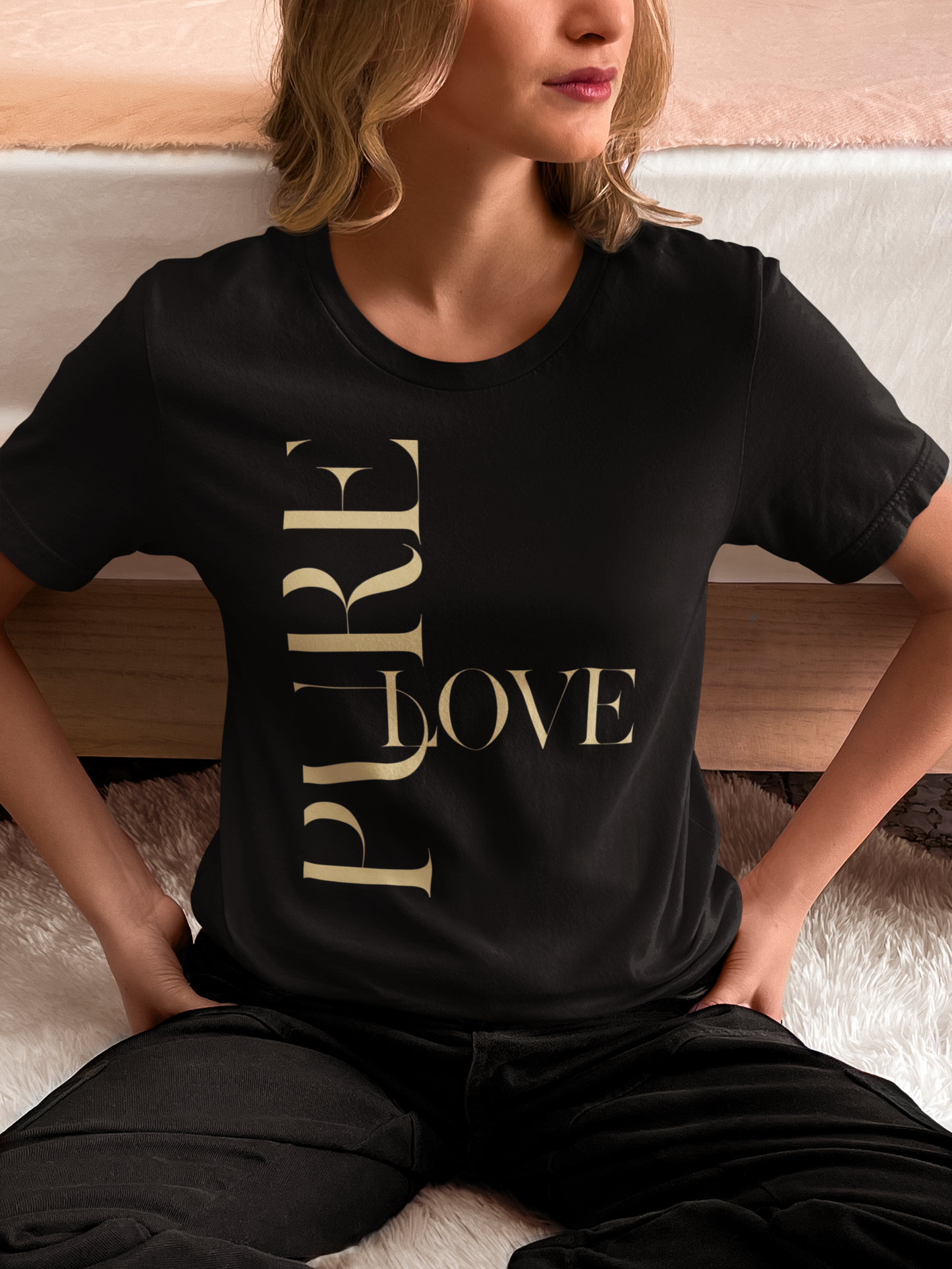 "Pure Love" Modern Typography Shirt – Premium Aesthetic Graphic Tee