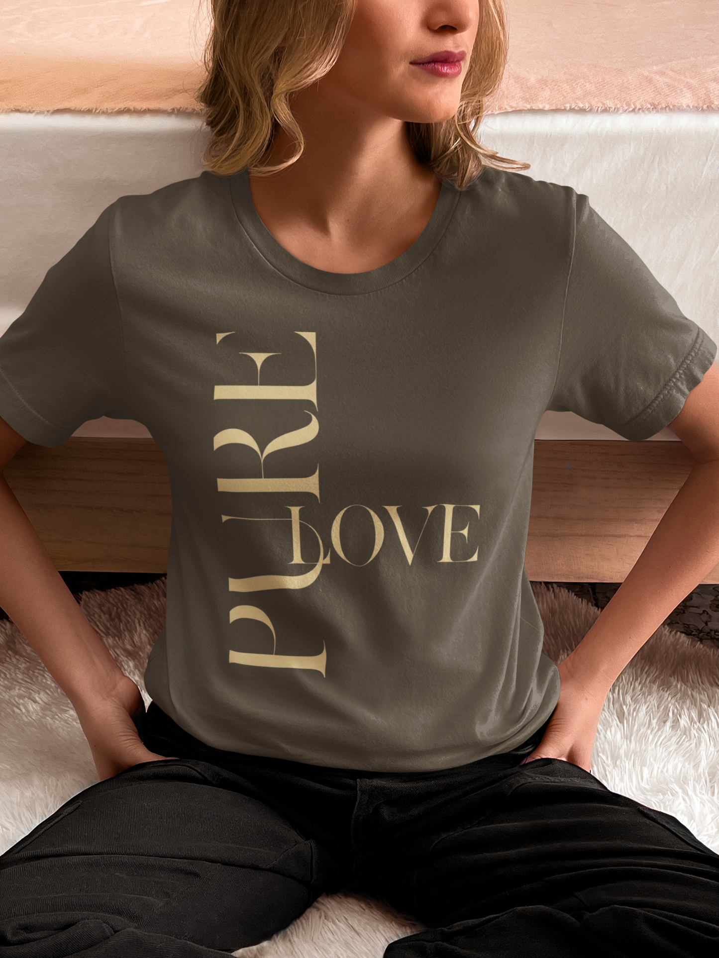 "Pure Love" Modern Typography Shirt – Premium Aesthetic Graphic Tee