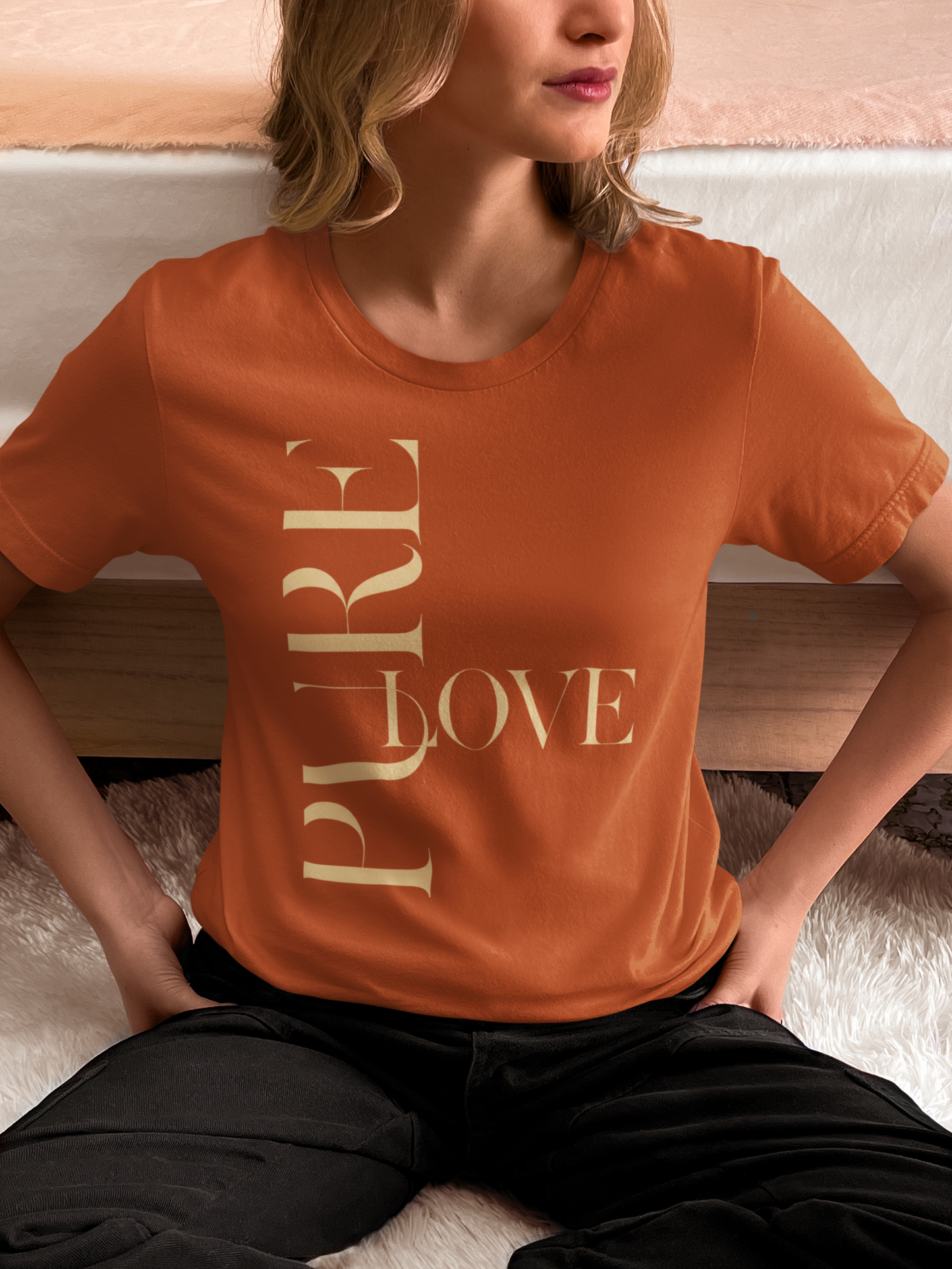 "Pure Love" Modern Typography Shirt – Premium Aesthetic Graphic Tee