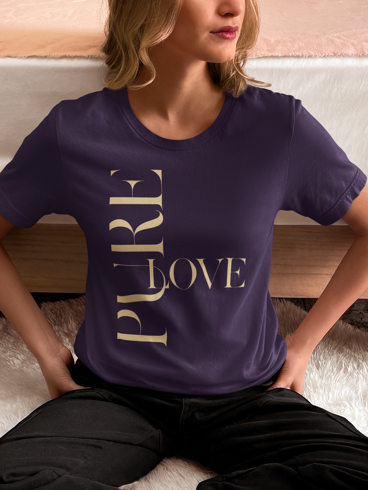 "Pure Love" Modern Typography Shirt – Premium Aesthetic Graphic Tee
