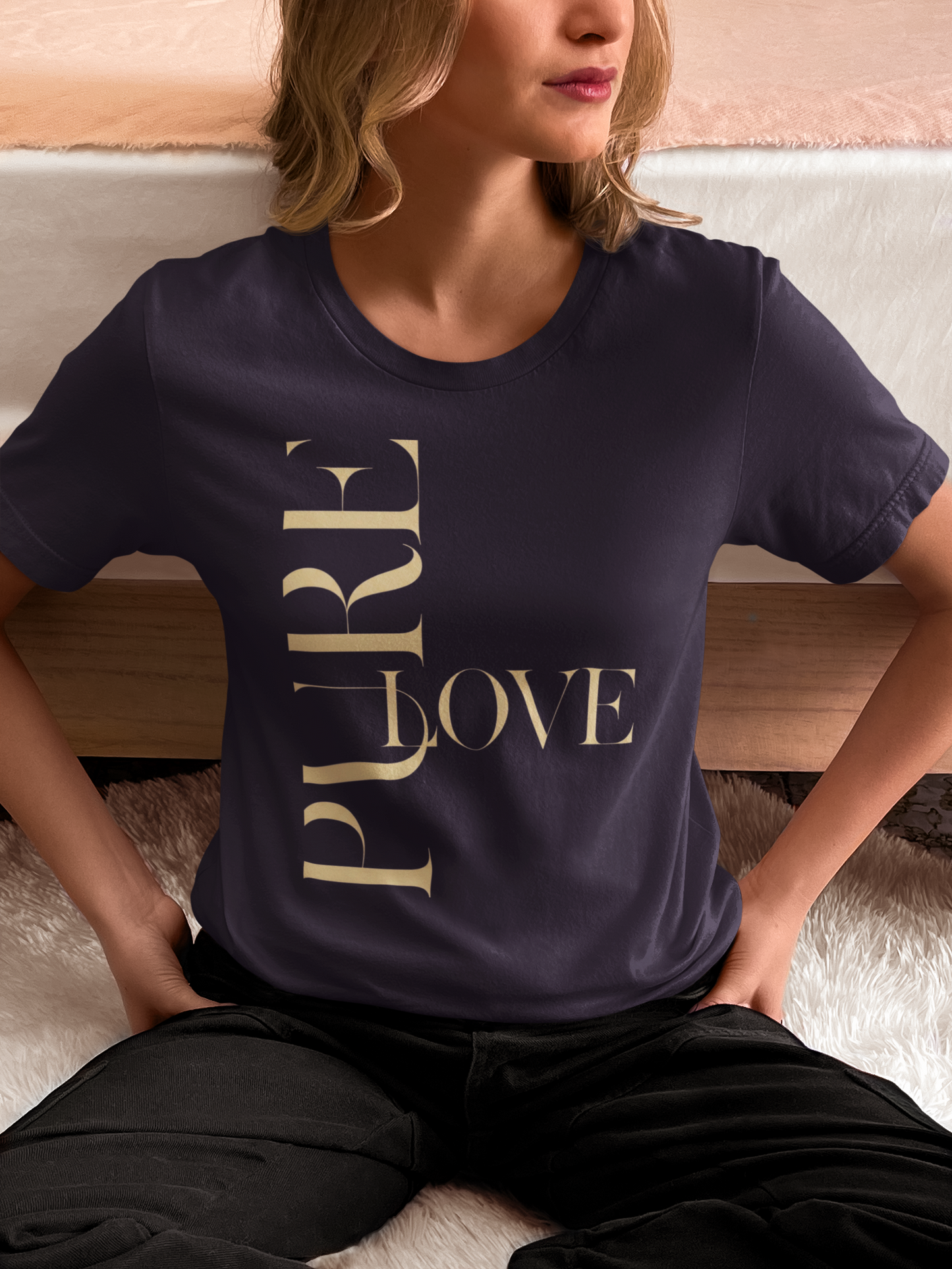 "Pure Love" Modern Typography Shirt – Premium Aesthetic Graphic Tee