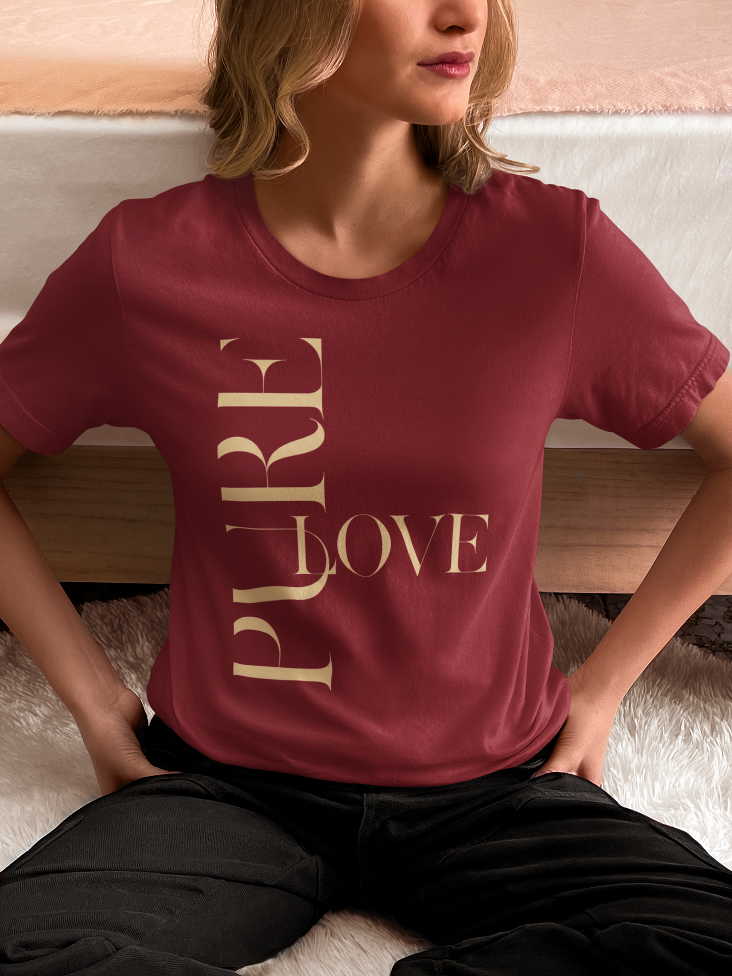 "Pure Love" Modern Typography Shirt – Premium Aesthetic Graphic Tee