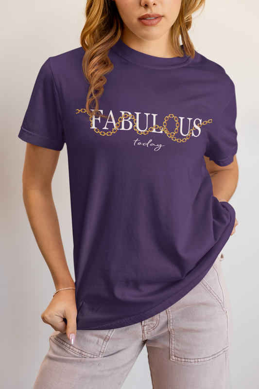 Elyx "Fabulous Today" Golden Chain Graphic Tee - Premium Soft Cotton T-Shirt for Women