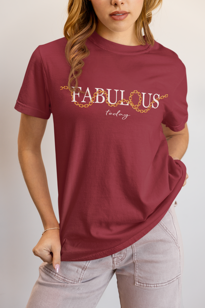 Elyx "Fabulous Today" Golden Chain Graphic Tee - Premium Soft Cotton T-Shirt for Women