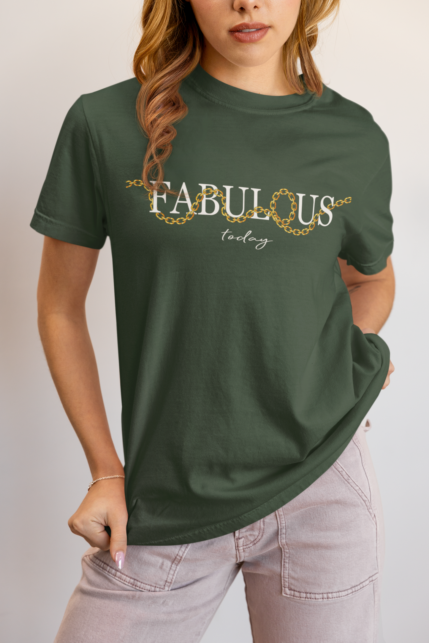Elyx "Fabulous Today" Golden Chain Graphic Tee - Premium Soft Cotton T-Shirt for Women