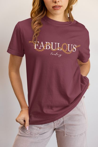 Elyx "Fabulous Today" Golden Chain Graphic Tee - Premium Soft Cotton T-Shirt for Women