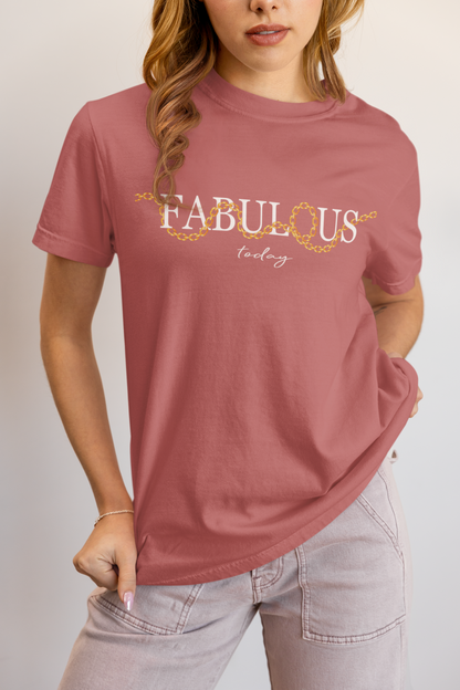 Elyx "Fabulous Today" Golden Chain Graphic Tee - Premium Soft Cotton T-Shirt for Women
