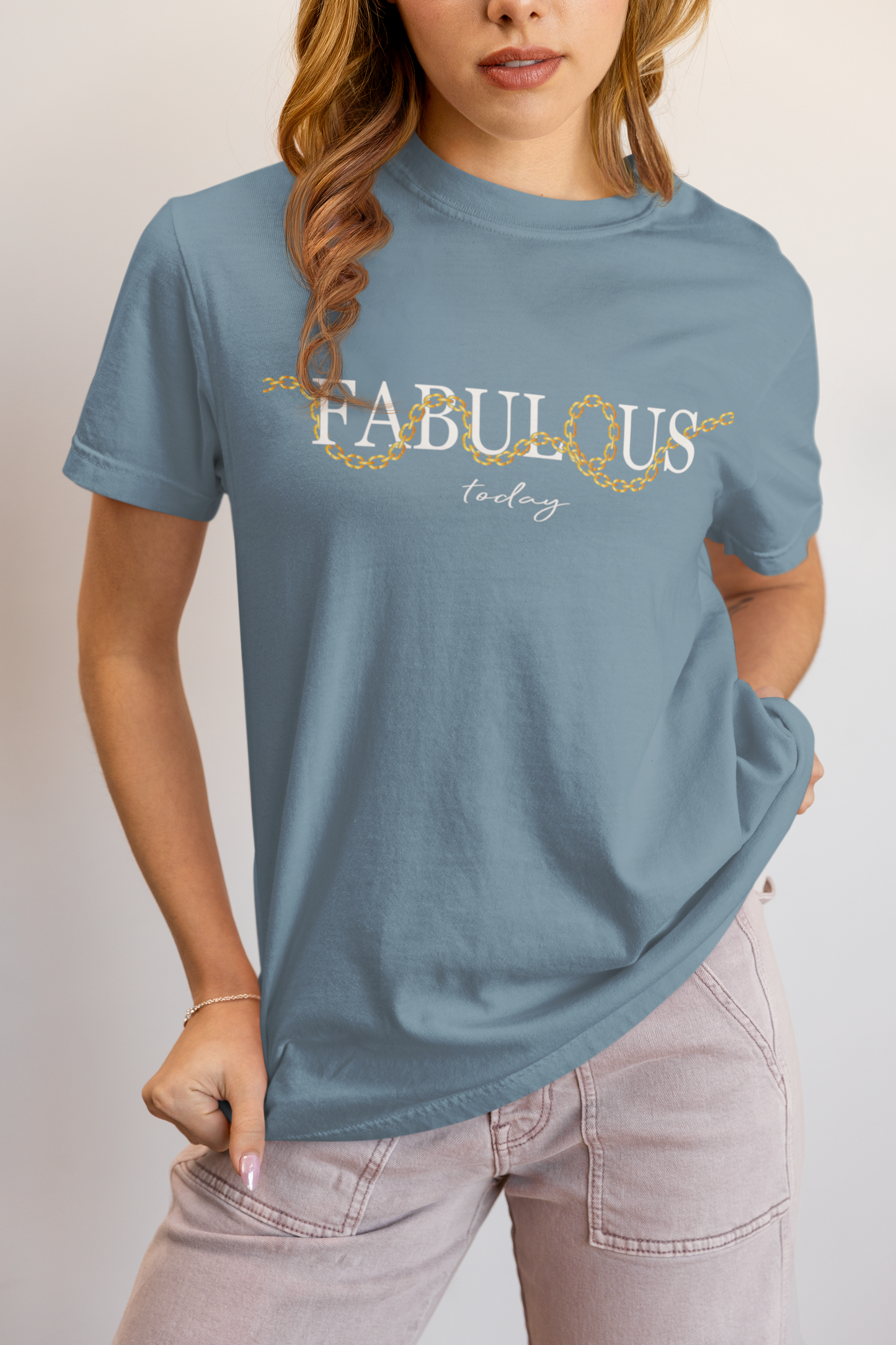Elyx "Fabulous Today" Golden Chain Graphic Tee - Premium Soft Cotton T-Shirt for Women