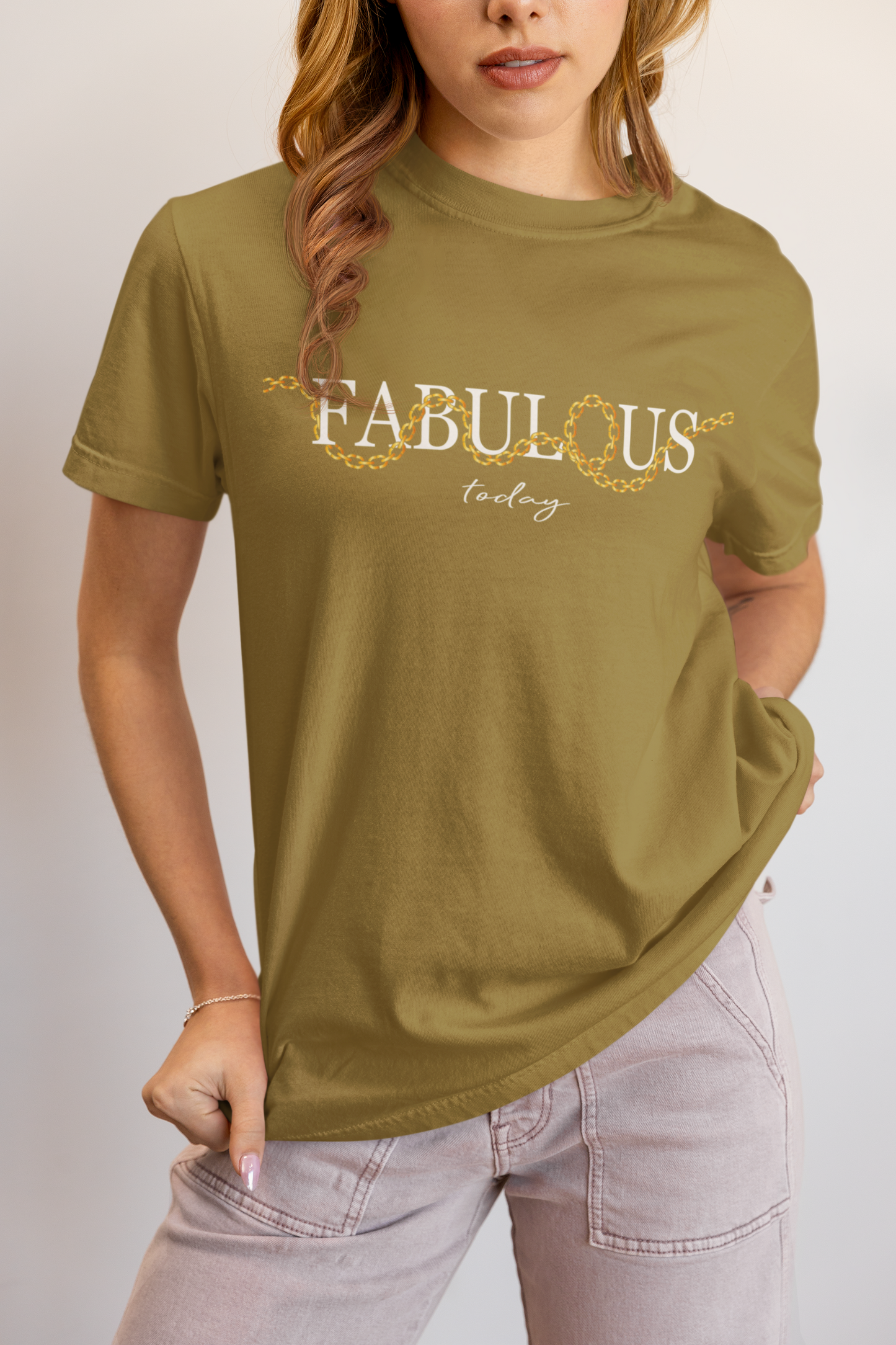 Elyx "Fabulous Today" Golden Chain Graphic Tee - Premium Soft Cotton T-Shirt for Women