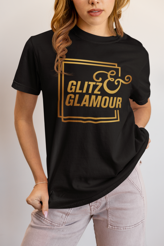 Elyx "Glitz & Glamour" Gold Minimalist Aesthetic Women Graphic Tee