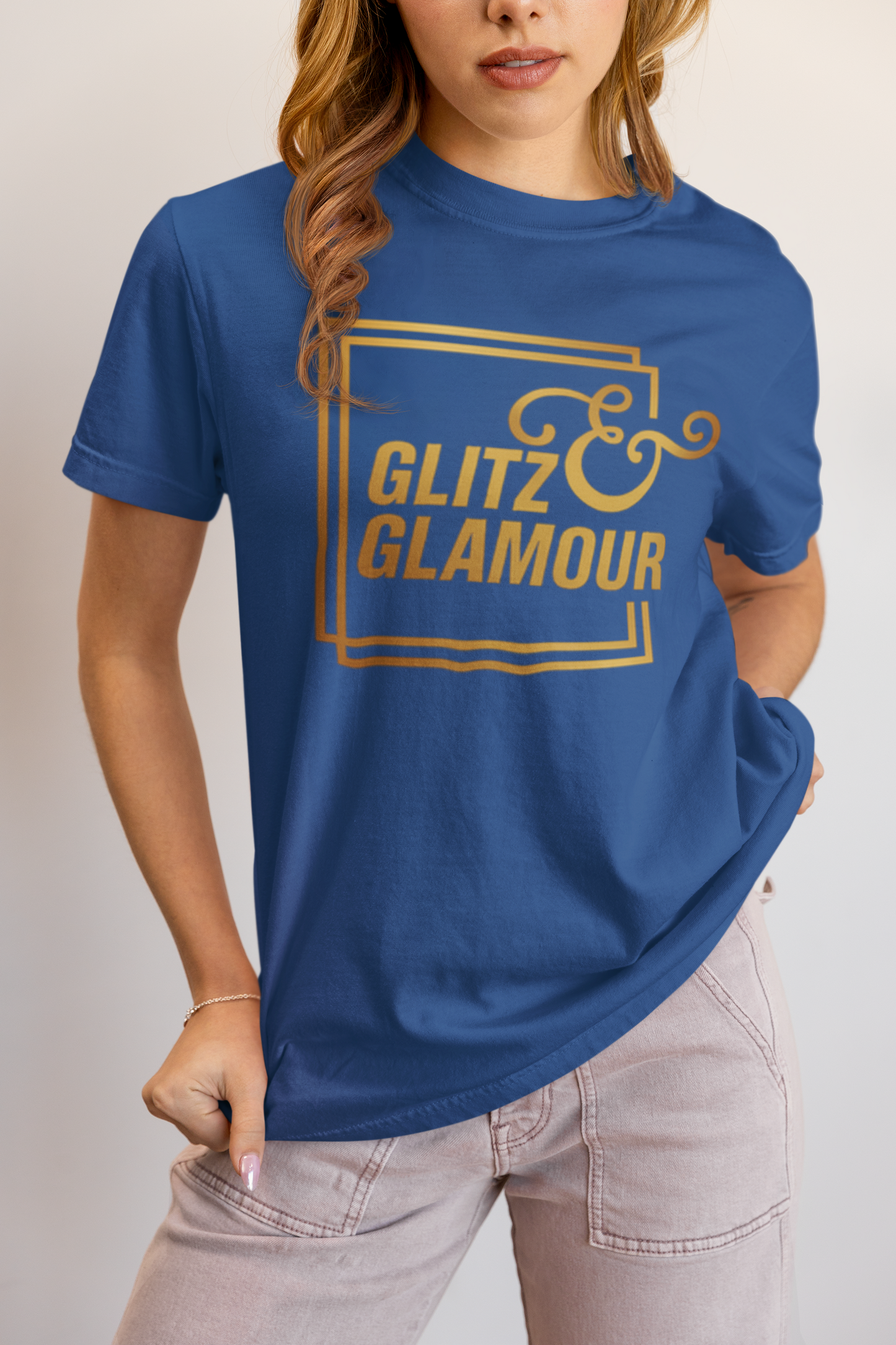 Elyx "Glitz & Glamour" Gold Minimalist Aesthetic Women Graphic Tee