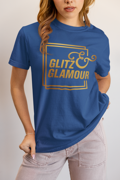 Elyx "Glitz & Glamour" Gold Minimalist Aesthetic Women Graphic Tee