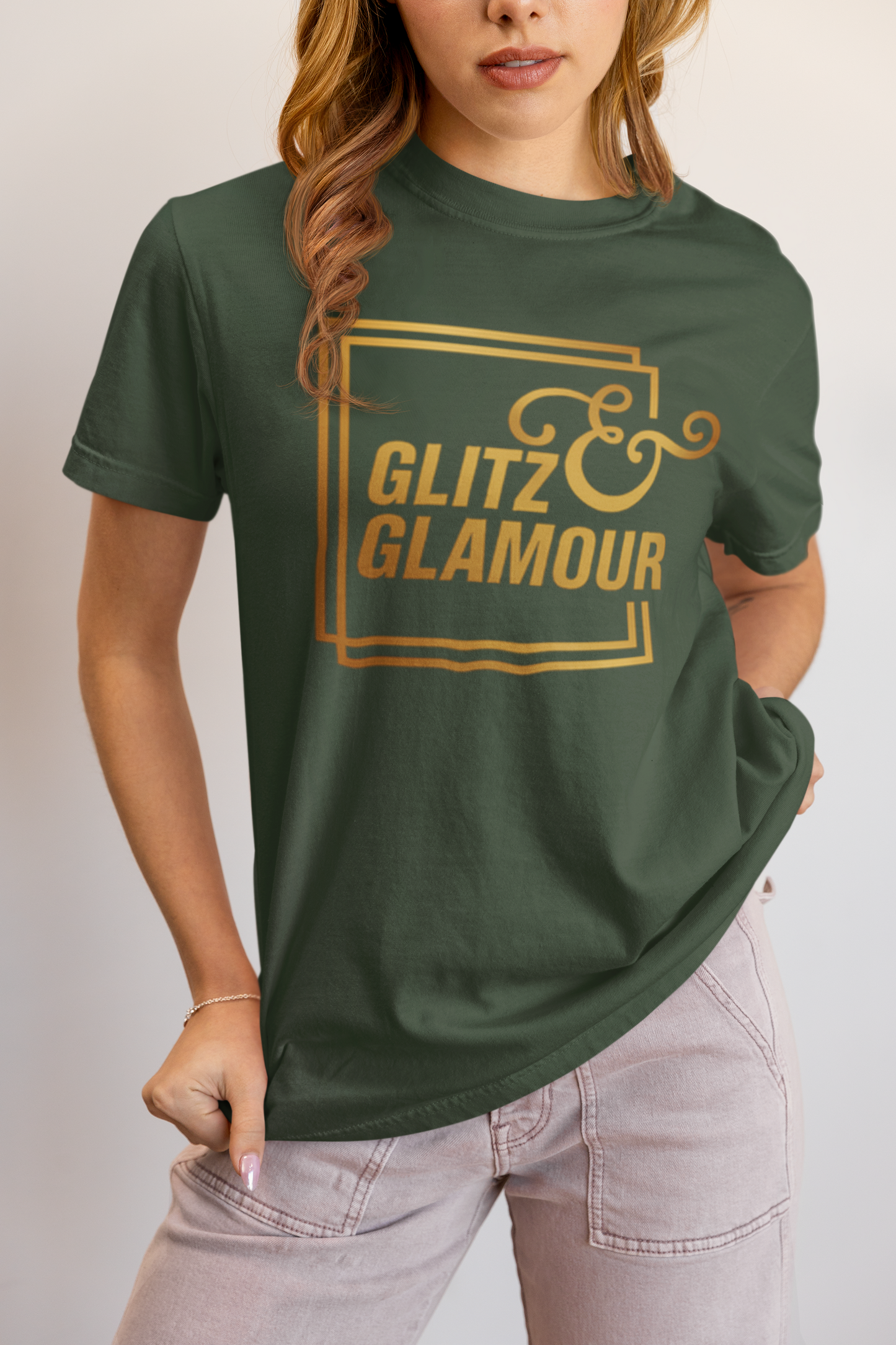 Elyx "Glitz & Glamour" Gold Minimalist Aesthetic Women Graphic Tee
