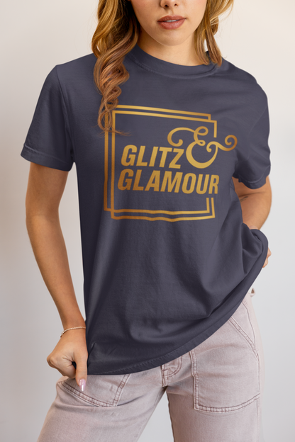 Elyx "Glitz & Glamour" Gold Minimalist Aesthetic Women Graphic Tee