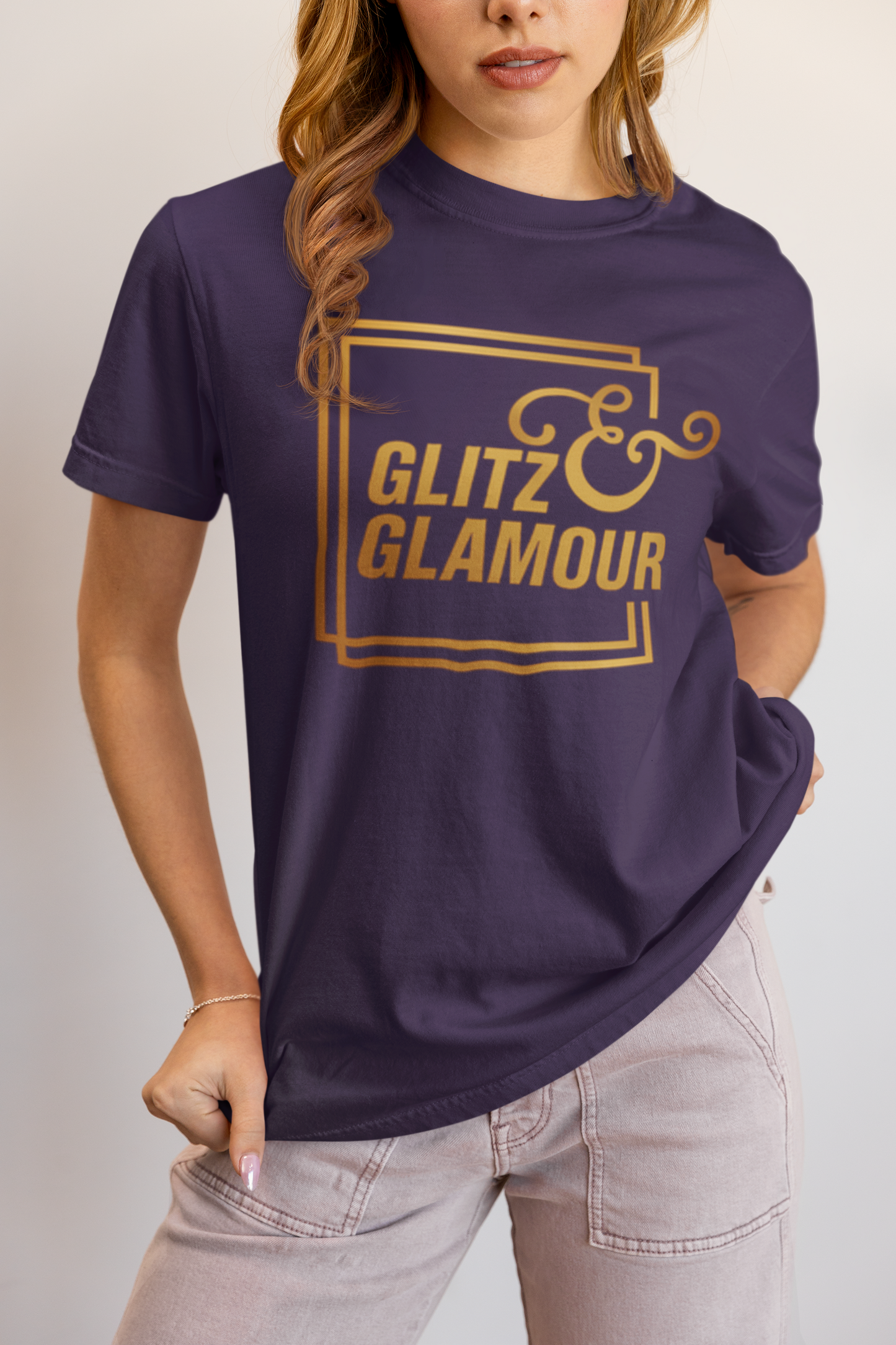 Elyx "Glitz & Glamour" Gold Minimalist Aesthetic Women Graphic Tee