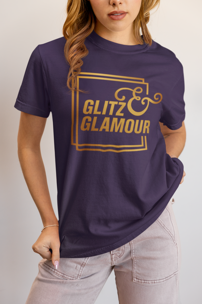 Elyx "Glitz & Glamour" Gold Minimalist Aesthetic Women Graphic Tee