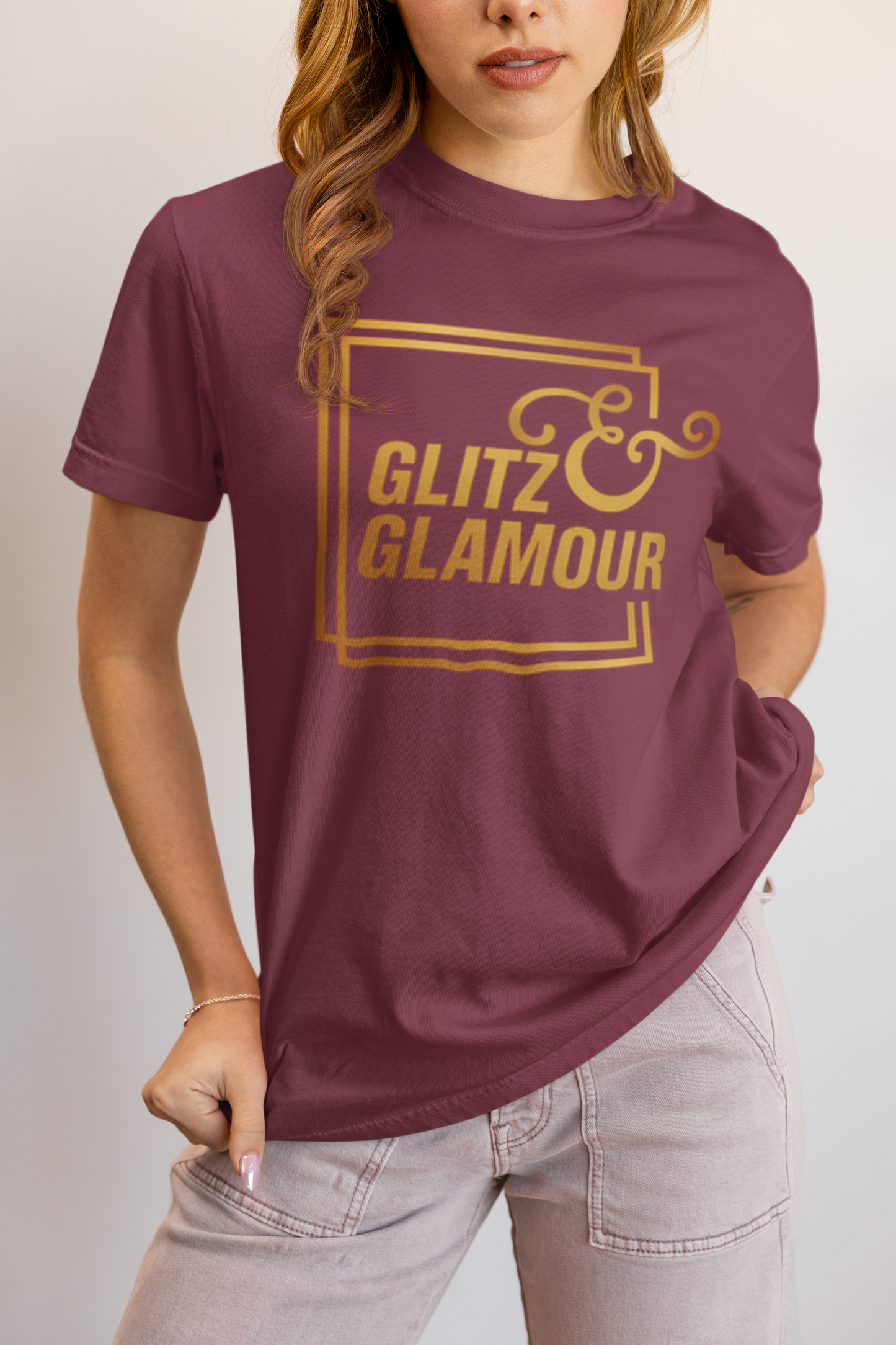 Elyx "Glitz & Glamour" Gold Minimalist Aesthetic Women Graphic Tee