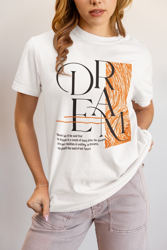 Dream Avant-Garde Typographic Tee - Abstract Minimalist Women's Streetwear T-Shirt