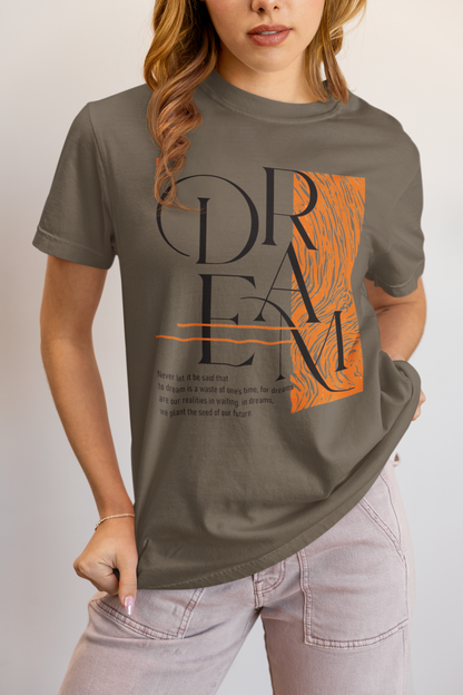 Dream Avant-Garde Typographic Tee - Abstract Minimalist Women's Streetwear T-Shirt