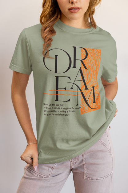 Dream Avant-Garde Typographic Tee - Abstract Minimalist Women's Streetwear T-Shirt
