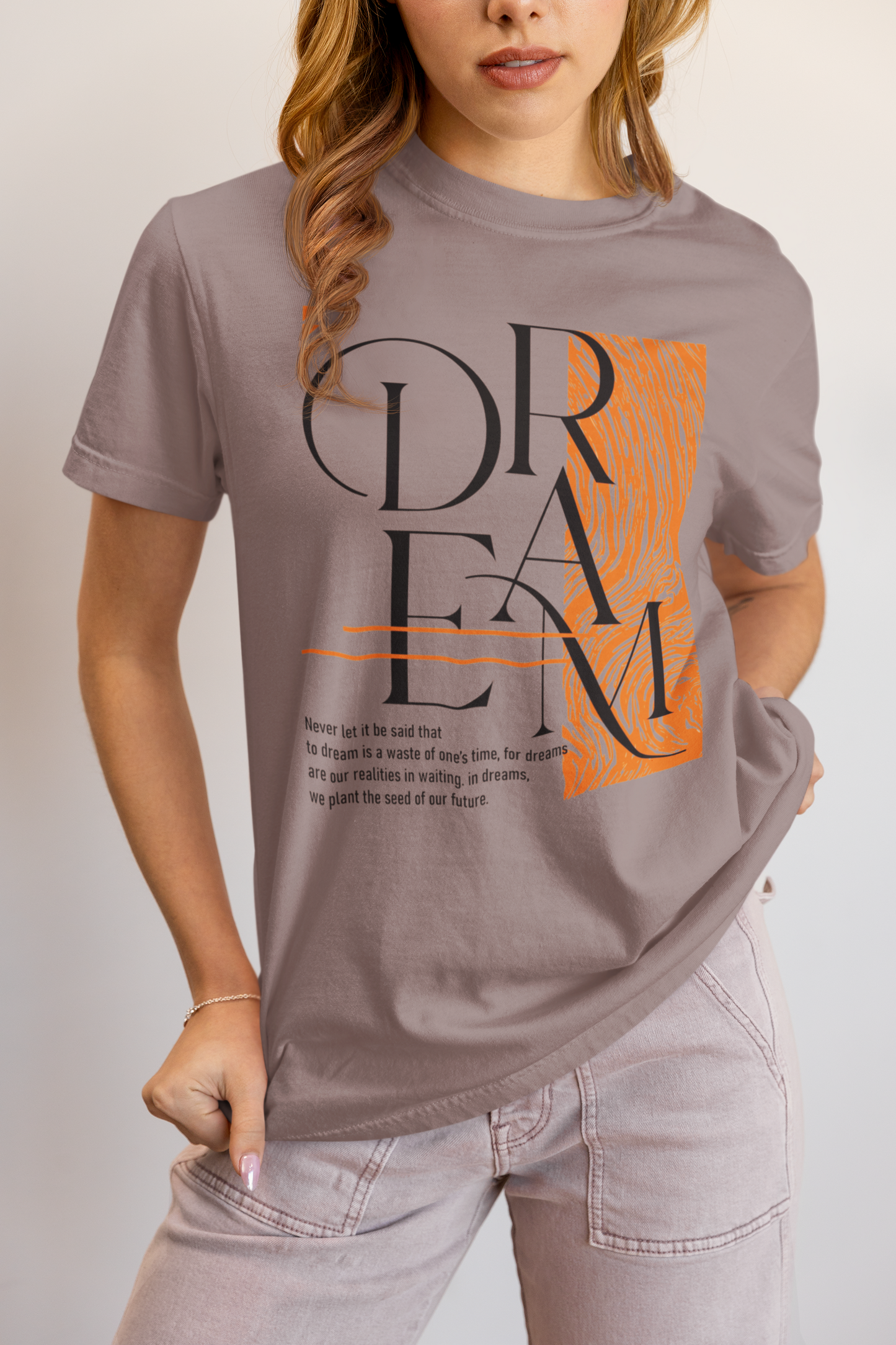 Dream Avant-Garde Typographic Tee - Abstract Minimalist Women's Streetwear T-Shirt