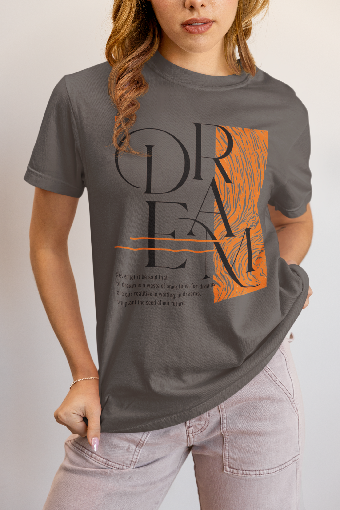 Dream Avant-Garde Typographic Tee - Abstract Minimalist Women's Streetwear T-Shirt