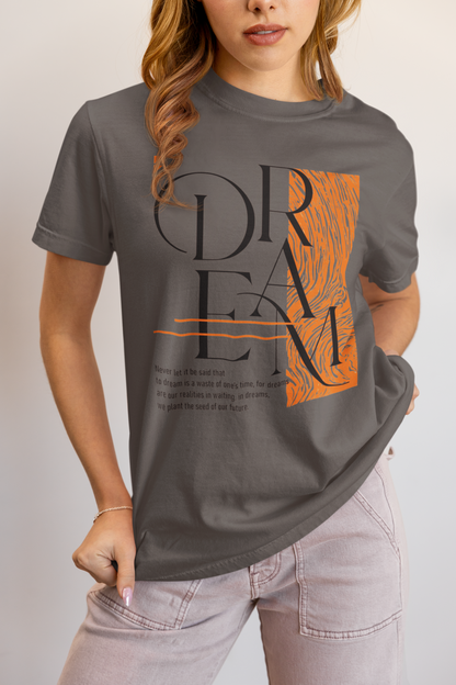 Dream Avant-Garde Typographic Tee - Abstract Minimalist Women's Streetwear T-Shirt