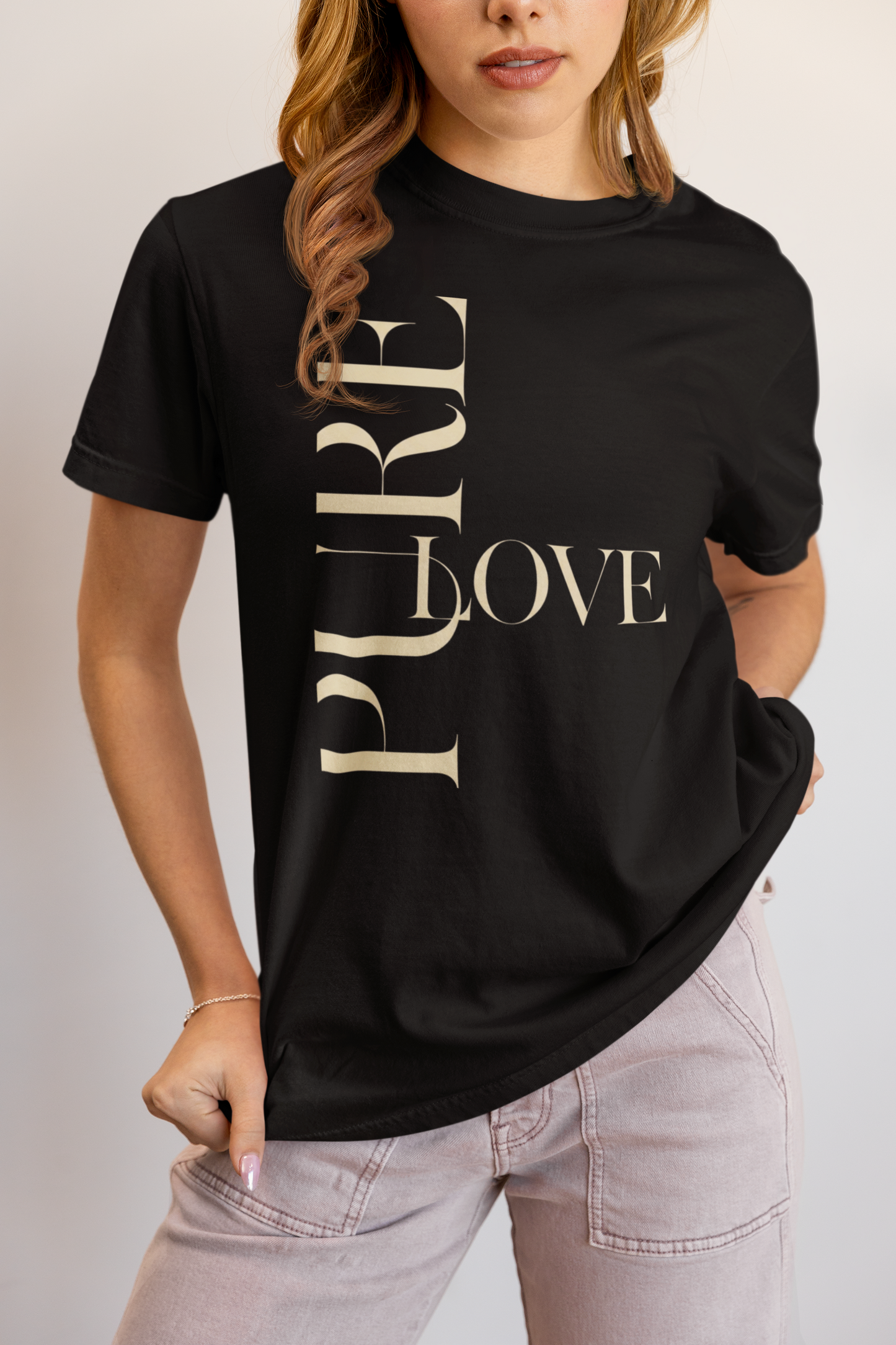 "Pure Love" Modern Typography Shirt – Premium Aesthetic Graphic Tee