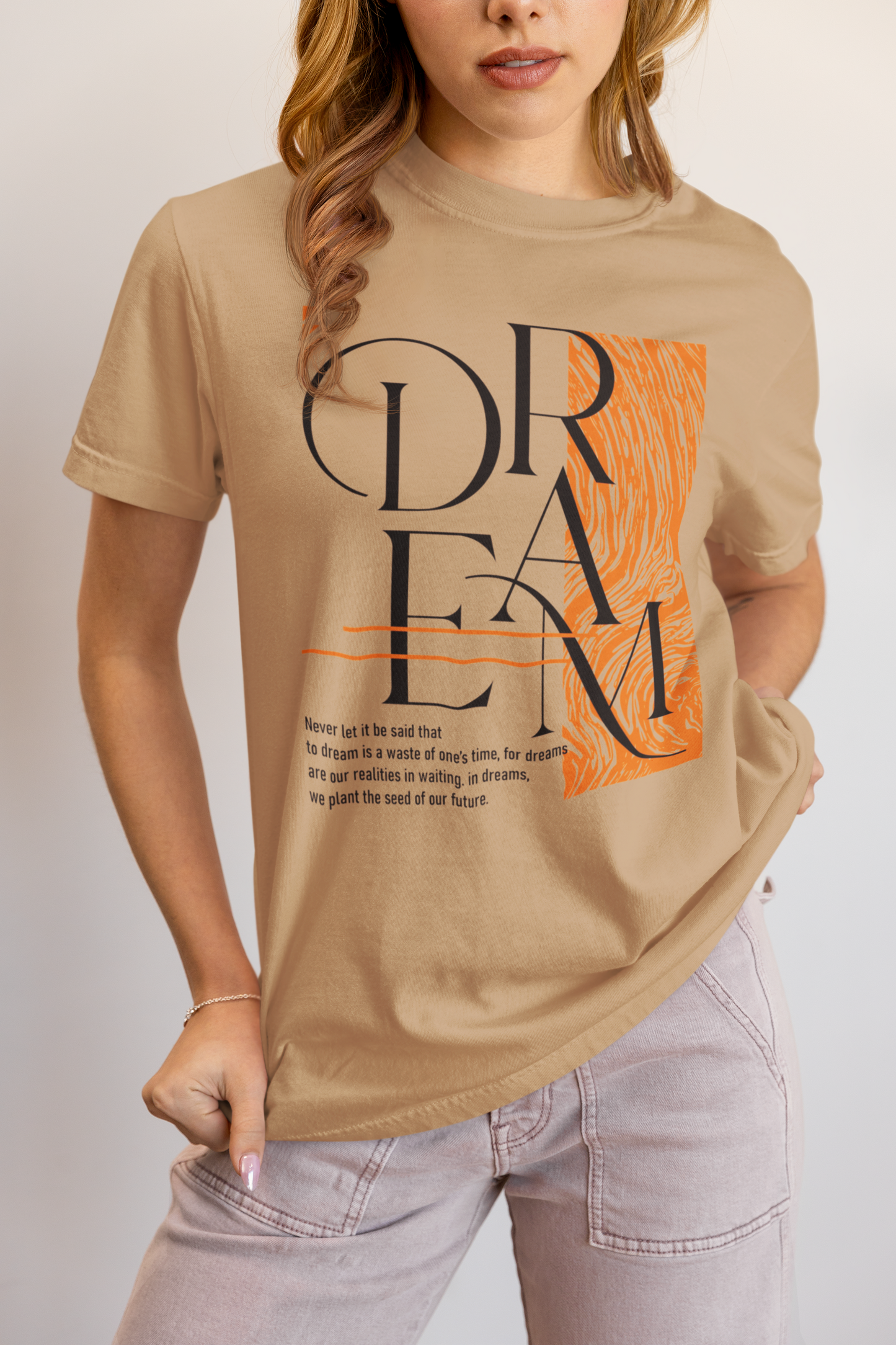 Dream Avant-Garde Typographic Tee - Abstract Minimalist Women's Streetwear T-Shirt