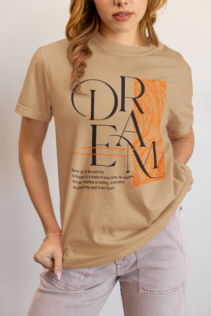 Dream Avant-Garde Typographic Tee - Abstract Minimalist Women's Streetwear T-Shirt