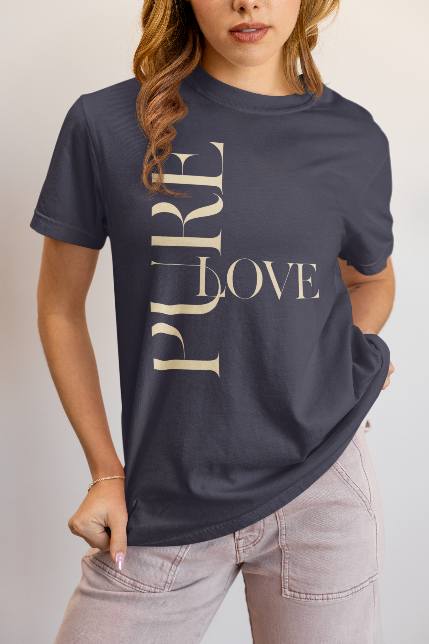 "Pure Love" Modern Typography Shirt – Premium Aesthetic Graphic Tee
