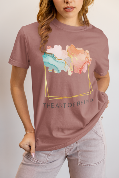 Luxe Abstract Marble Print Tee with Inspirational Quote | Elegant Boho-Chic Top