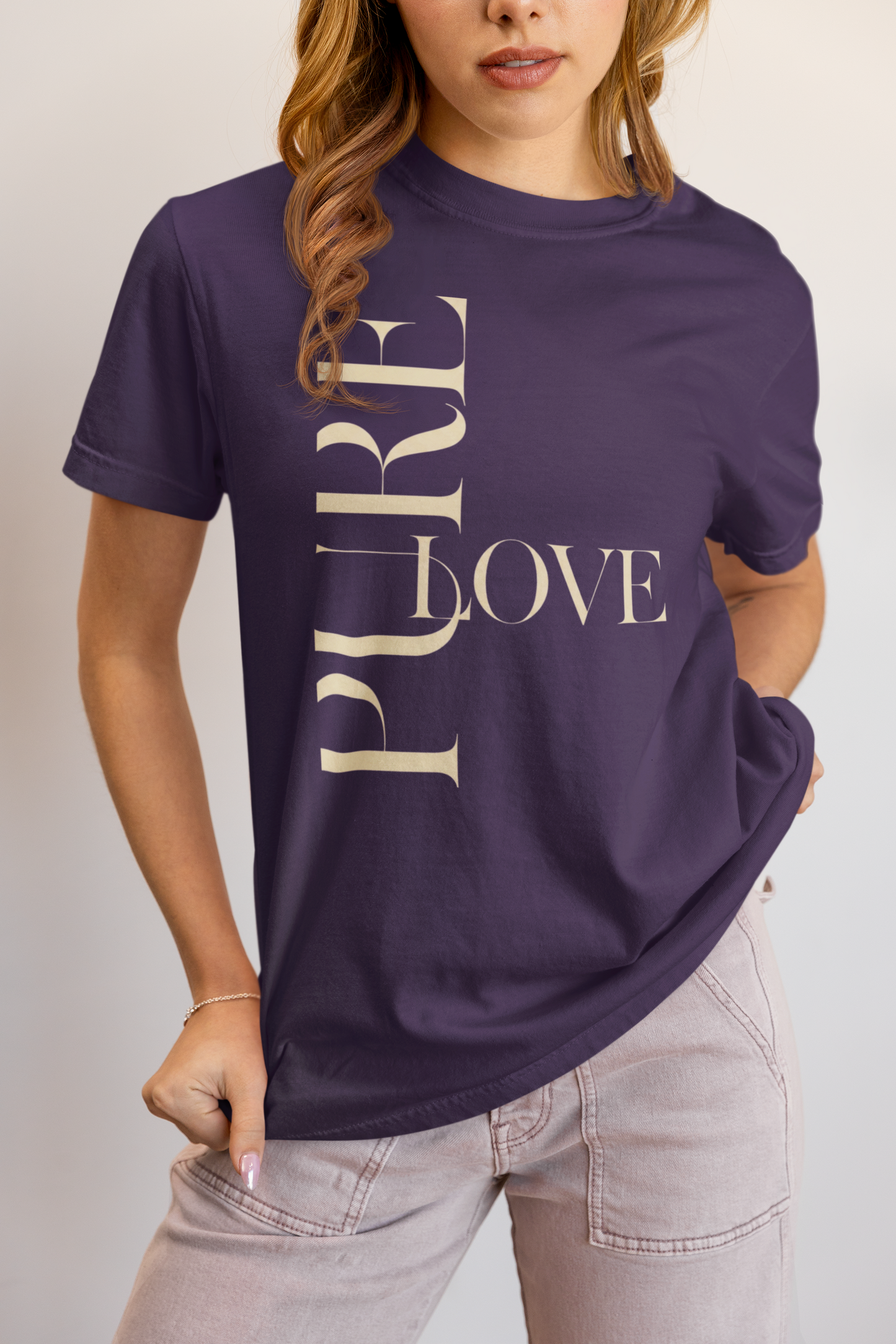 "Pure Love" Modern Typography Shirt – Premium Aesthetic Graphic Tee
