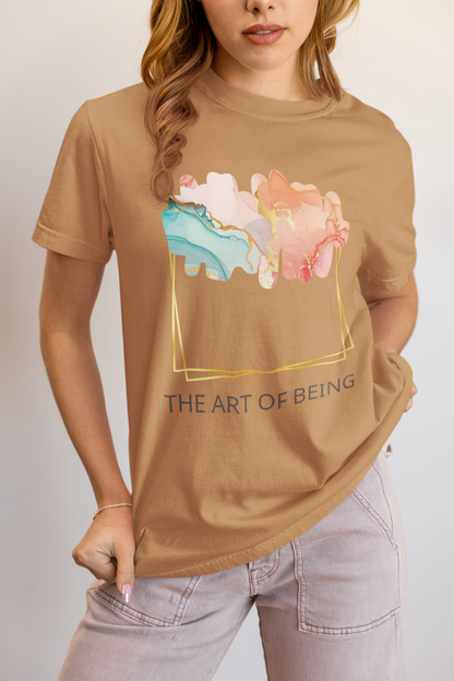 Luxe Abstract Marble Print Tee with Inspirational Quote | Elegant Boho-Chic Top