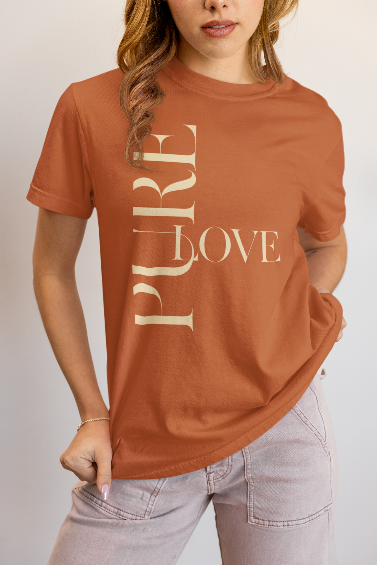 "Pure Love" Modern Typography Shirt – Premium Aesthetic Graphic Tee