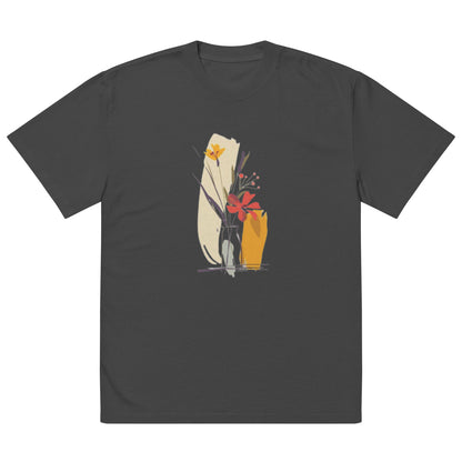 Oversized Faded Cotton T-Shirt with Abstract Botanical Print – Vintage Woman Vintage Tee