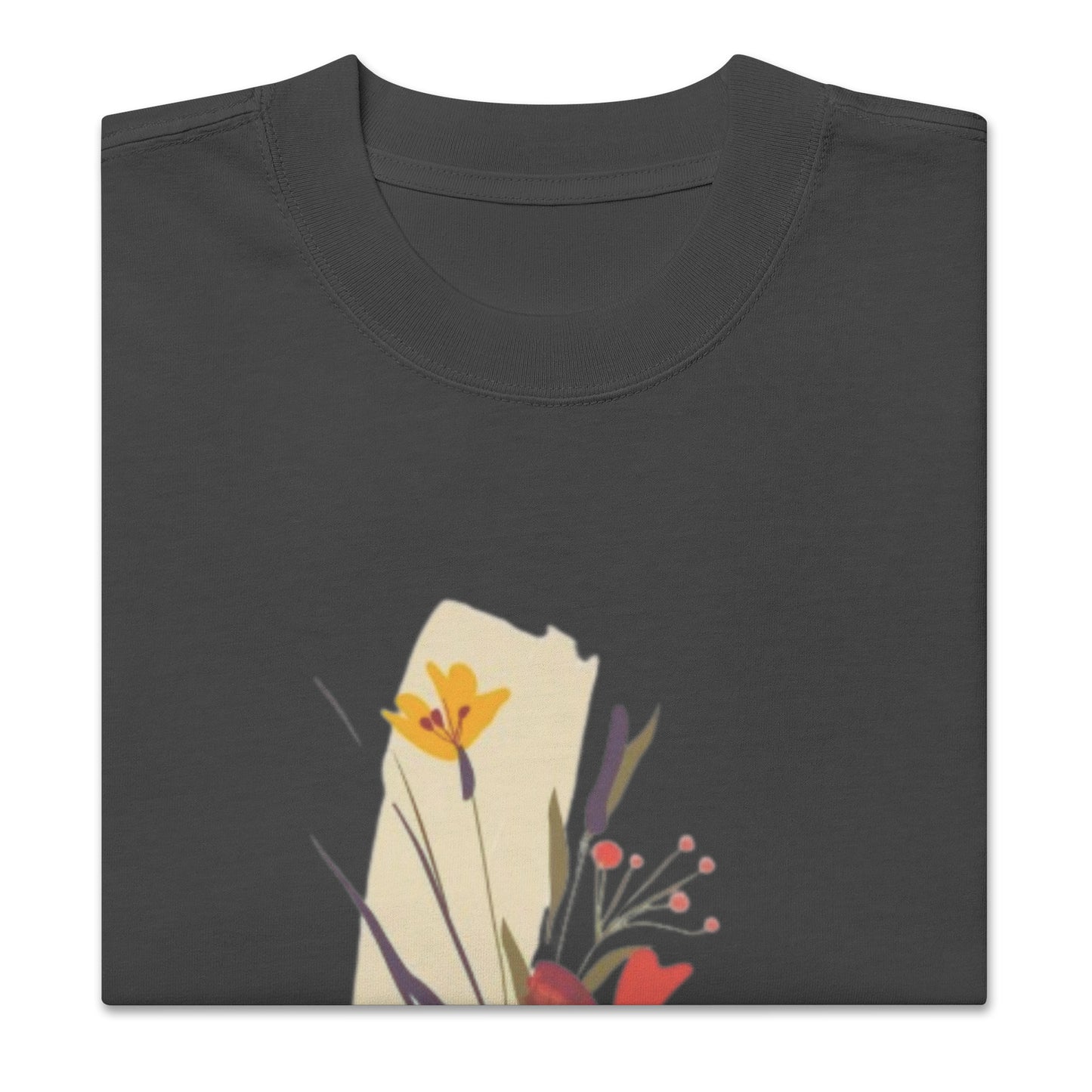 Oversized Faded Cotton T-Shirt with Abstract Botanical Print – Vintage Woman Vintage Tee