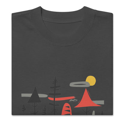Retro Caravan Oversized Faded T-Shirt – Premium Heavyweight Outdoor Graphic Tee