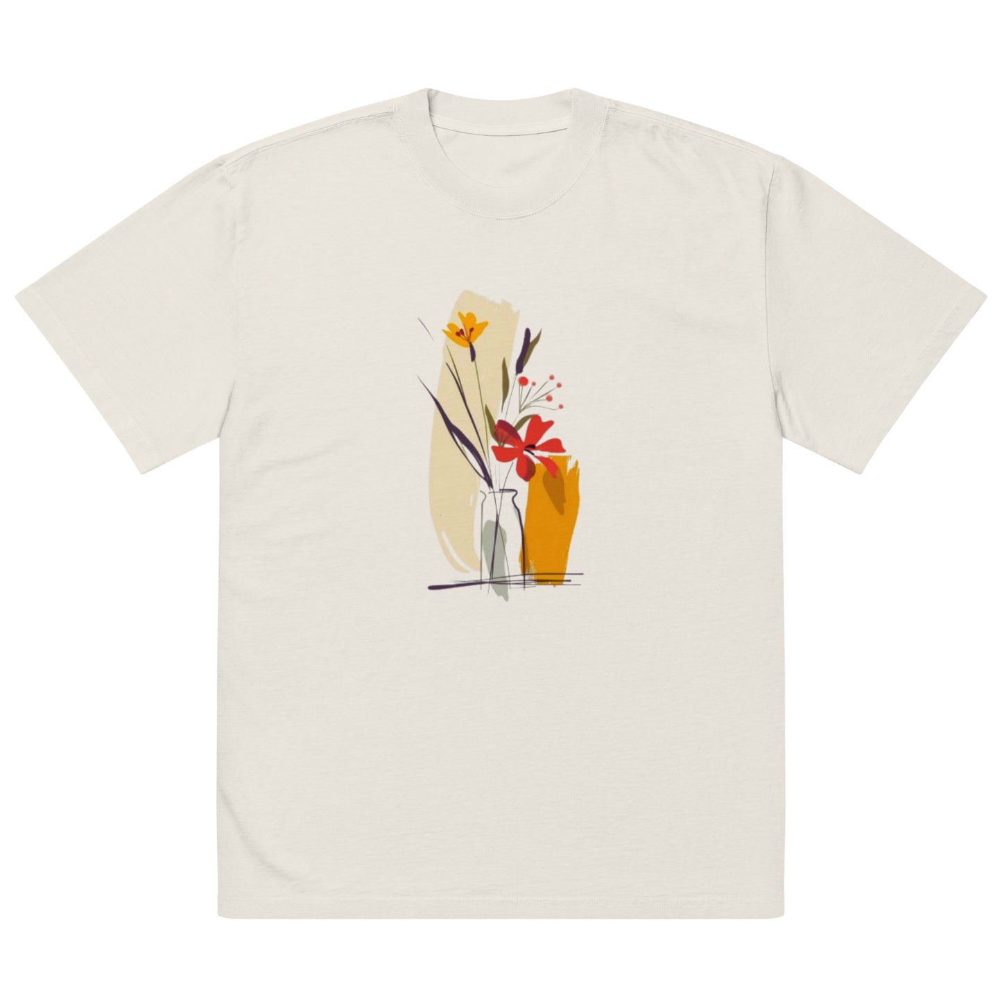 Oversized Faded Cotton T-Shirt with Abstract Botanical Print – Vintage Woman Vintage Tee